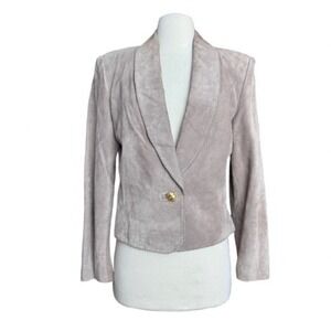 Women's‎ Light Tan 90's minimalist Suede Women's Blazer Size 6 Smll-Med